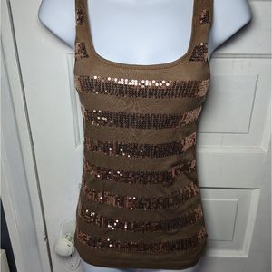 XS Old Navy Cocoa Powder Sequin Tank Top Brown Y2K